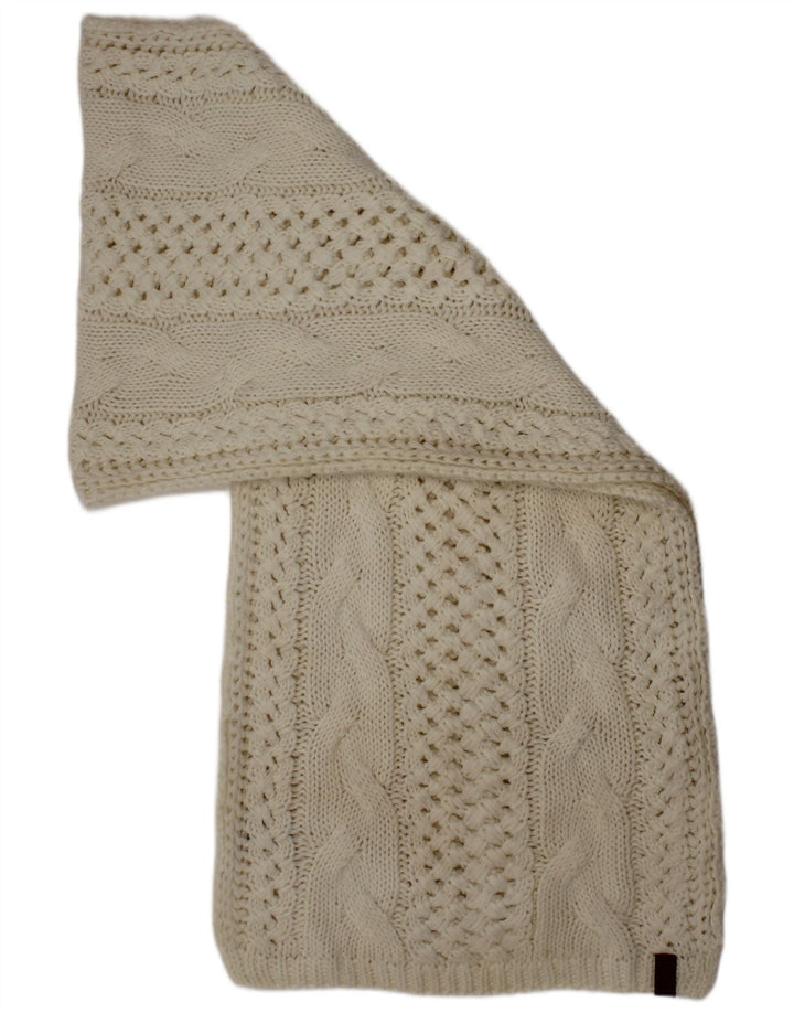 Superdry Strick-Rechteckschal für Damen, Einheitsgröße, gebrochenes weißes Acryl