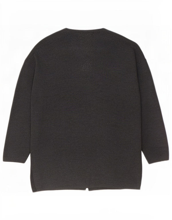 Benetton Damen-Strickjacke in Übergröße, Gr. 40, Größe L, graue Wolle