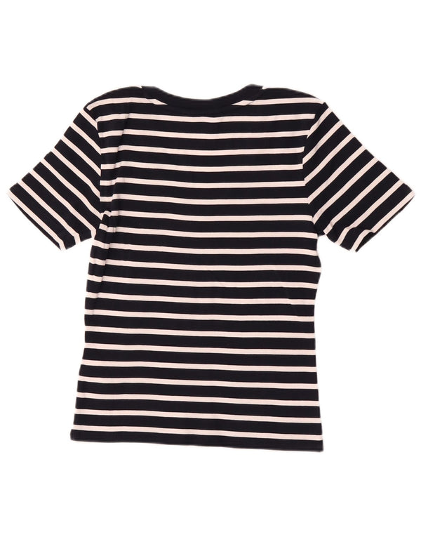 Tommy Hilfiger Damen Crop T-Shirt Top UK 10 Small Schwarz gestreift Baumwolle