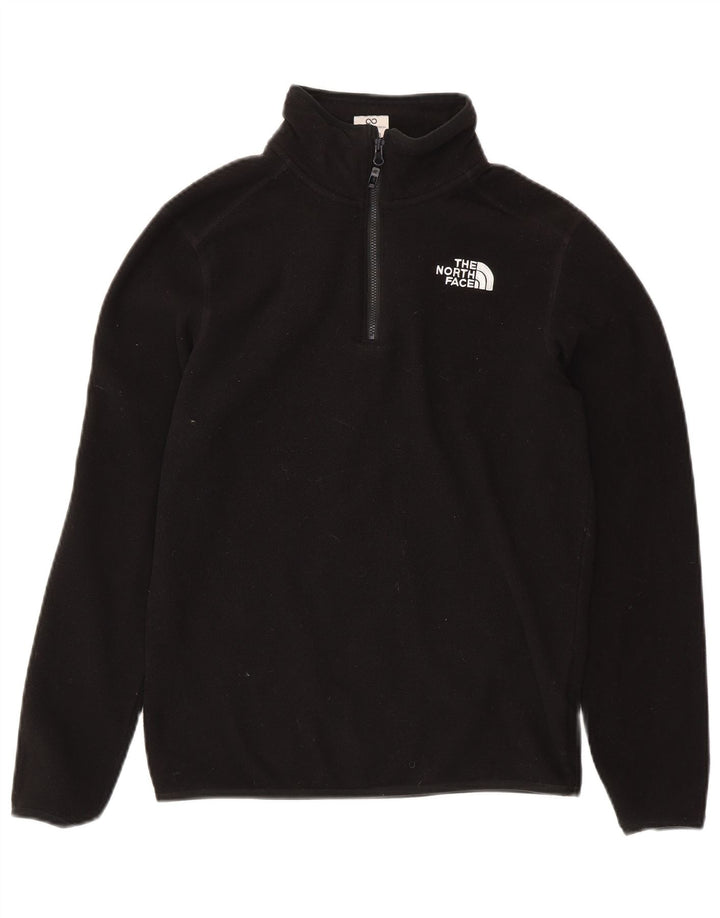 THE NORTH FACE Mädchen-Fleecepullover mit Reißverschluss am Kragen, 12–13 Jahre, schwarzes Polyester