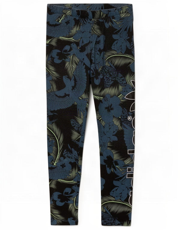Adidas Damen Grafik-Leggings UK 10 Small Blue Floral Cotton