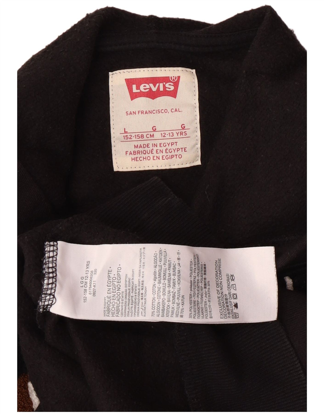 Levi's Jungen-Pullover mit grafischem Kapuzenpullover, 12–13 Jahre, groß, schwarze Baumwolle