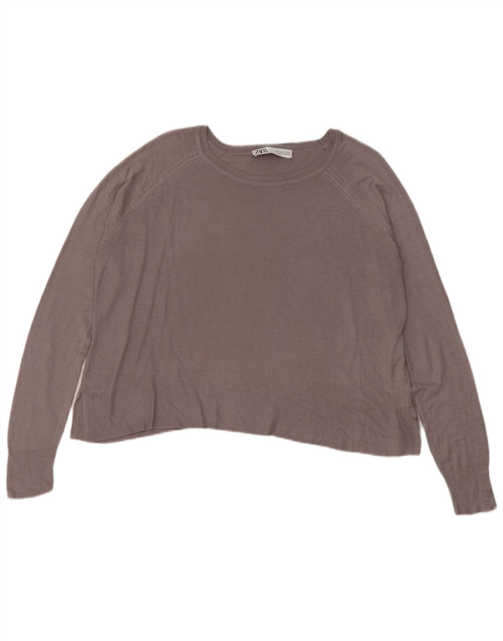 Zara Damen-Blusenoberteil in Übergröße, Gr. 10, Größe S, graue Viskose