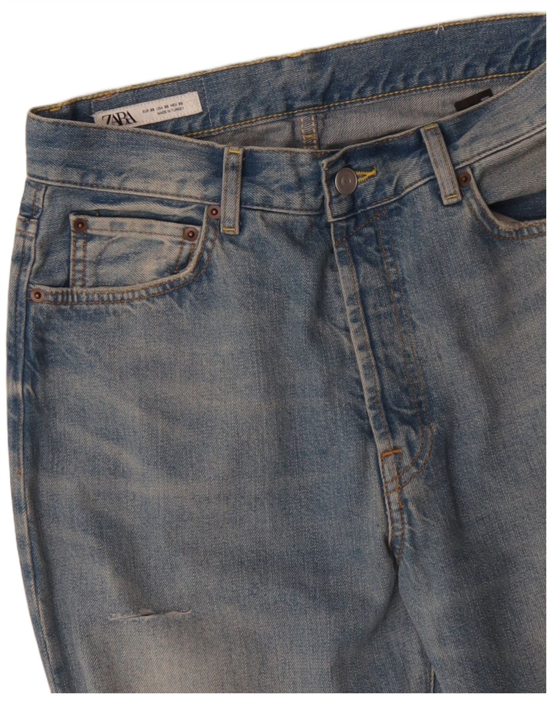 ZARA Herren Distressed Straight Jeans EU 38 Small W30 L33 Blau