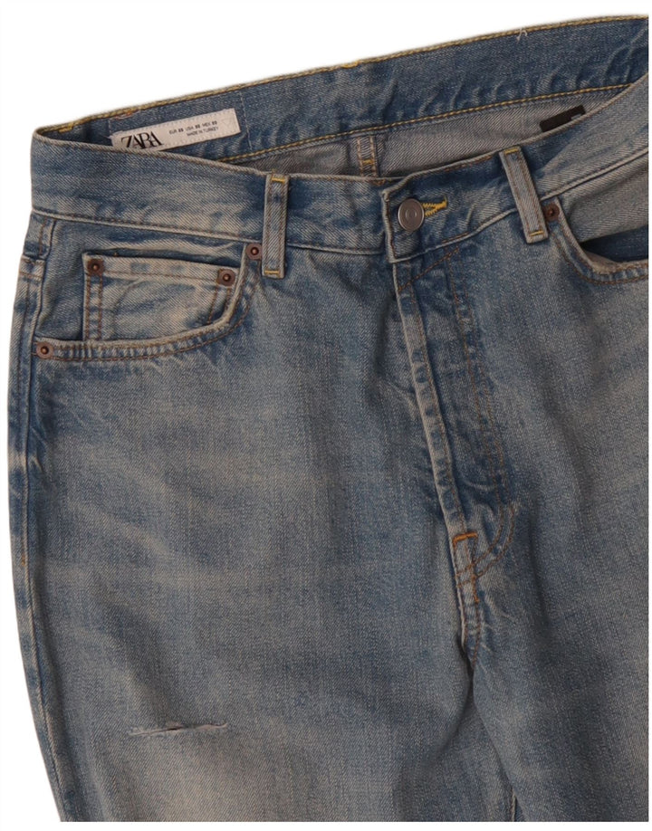 ZARA Herren Distressed Straight Jeans EU 38 Small W30 L33 Blau