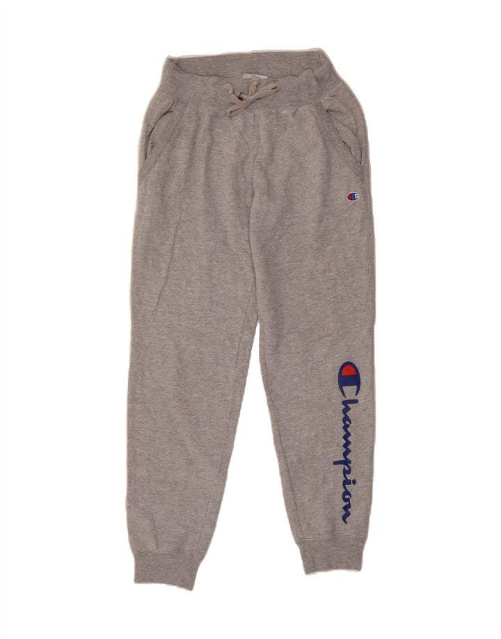 CHAMPION Mens Graphic Tracksuit Trousers Joggers Small  Grey Polyester Vintage Champion and Second-Hand Champion from Messina Hembry 