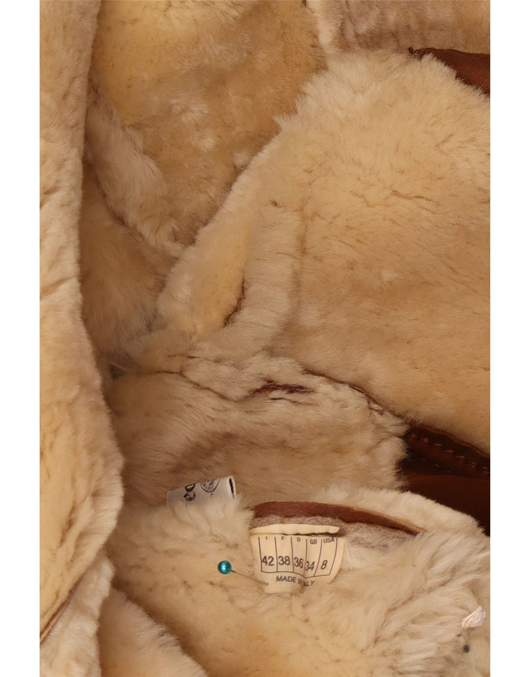 Vintage Damen Übergroße Lammfelljacke US 8 Mittelbraunes Leder