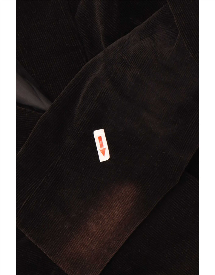 Zara Damen 2-Knopf-Blazer aus Cord, EU 42, große schwarze Baumwolle