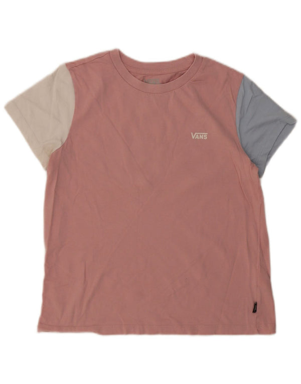 Vans Damen T-Shirt Top UK 16 Large Rosa Colourblock Baumwolle