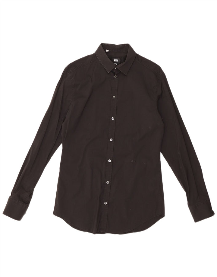 DOLCE & GABBANA Herrenhemd Größe 16 41 Große schwarze Baumwolle