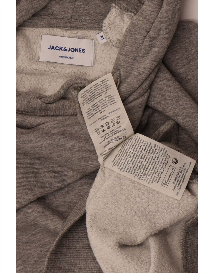 Jack & Jones Herren-Kapuzenpullover aus mittelgrau gefleckter Baumwolle