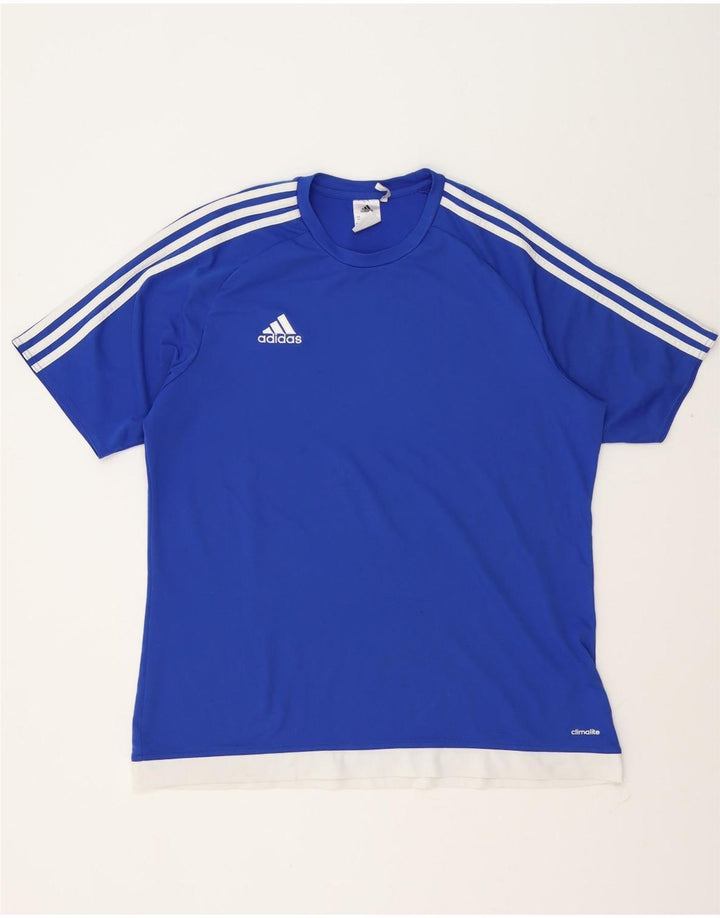 Adidas Herren Climalite T-Shirt Top XL Blau Colourblock Polyester