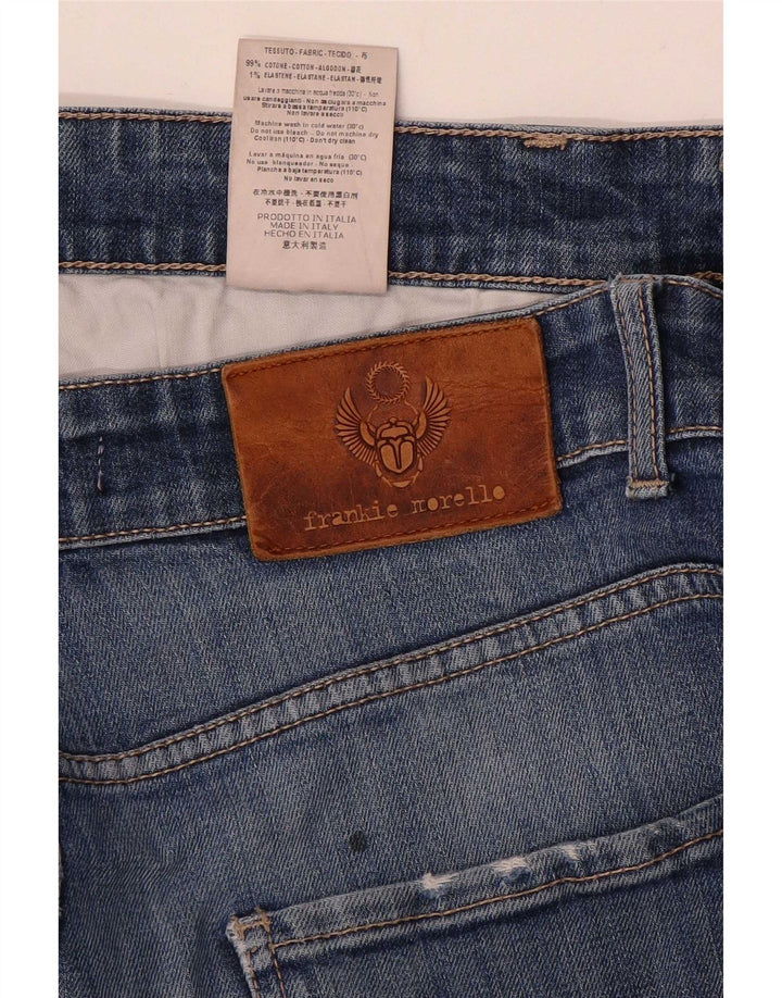 Frankie Morello Herren Distressed Slim Jeans W34 L29 Blaue Baumwolle