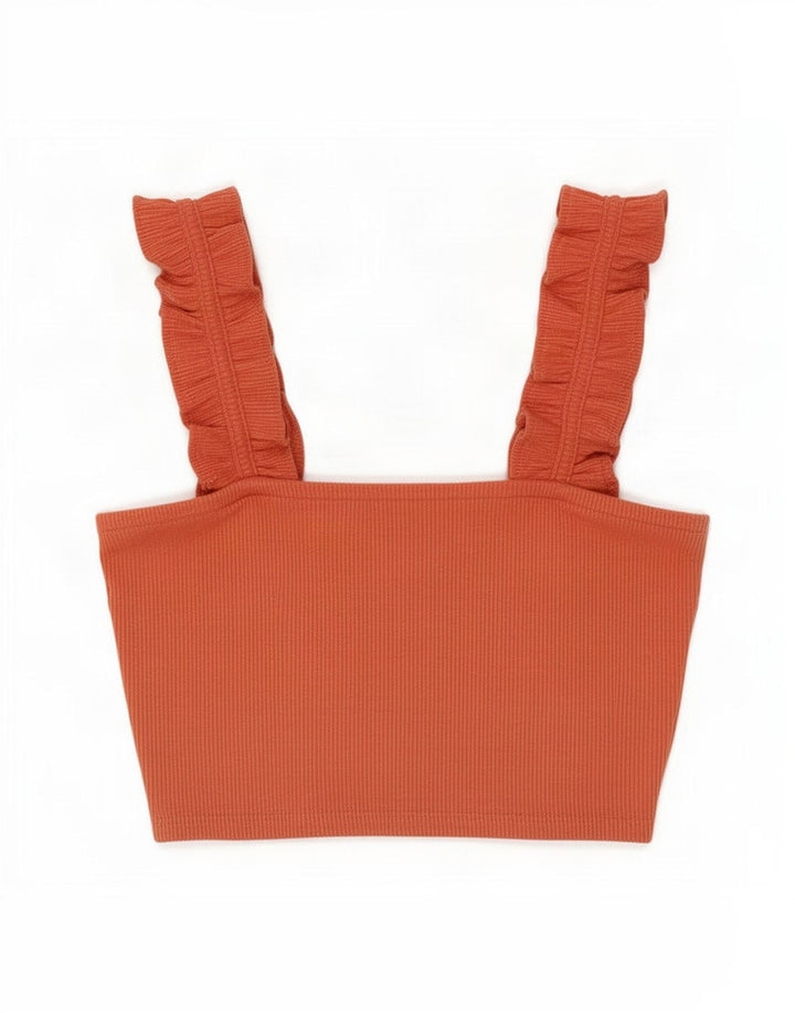 Zara Damen Crop Top UK 8 Small Orange Polyester