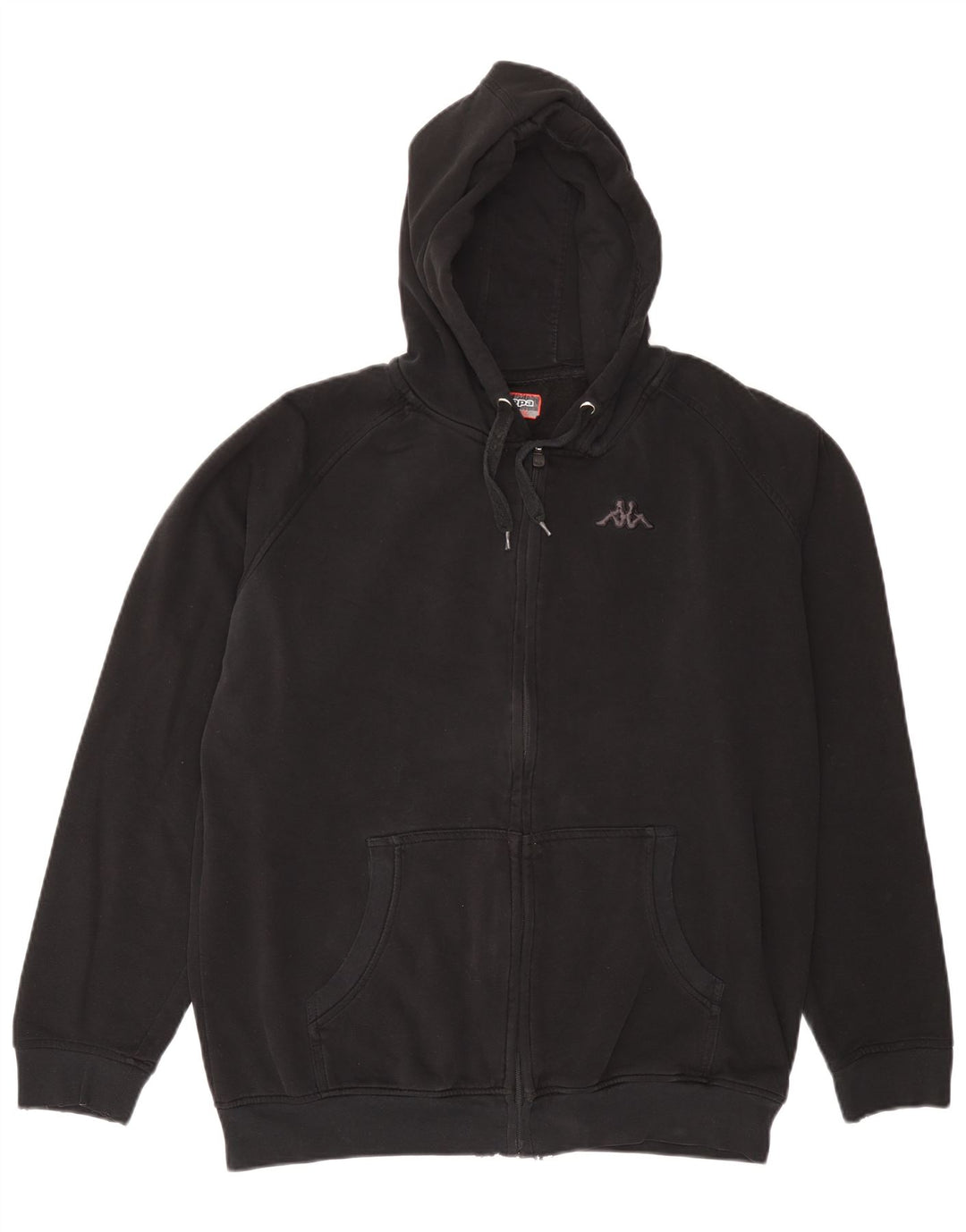 Kappa Herren-Kapuzenpullover mit Reißverschluss, 2XL, Schwarz