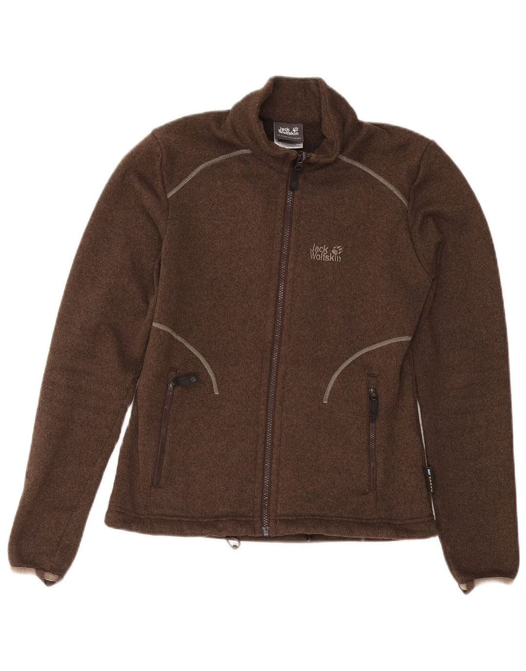 JACK WOLFSKIN Damen-Trainingsanzug-Oberteiljacke UK 10 Small Braunes Polyester