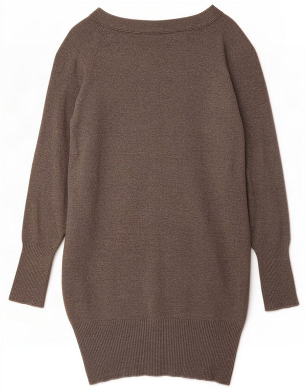 Zara Damen Longline-Cardigan-Pullover UK 10 Small Graue Baumwolle