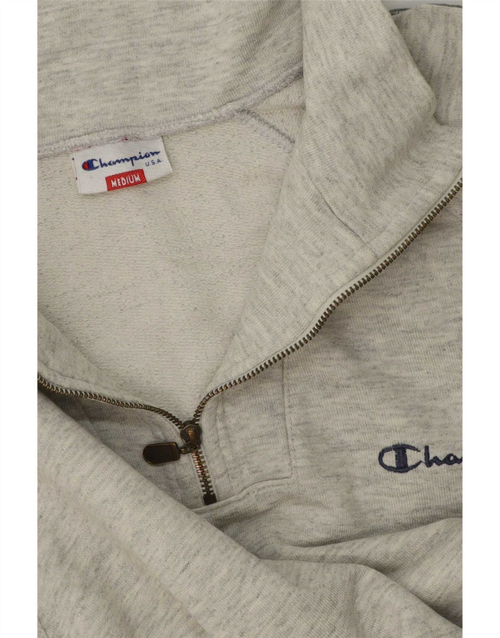 Champion Herren-Sweatshirt mit grafischem Reißverschluss, Mittelgrau, Farbblock