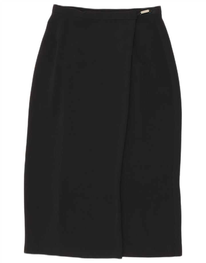Marks & Spencer Damen Wickelrock UK 12 Medium W28 Schwarz Polyester