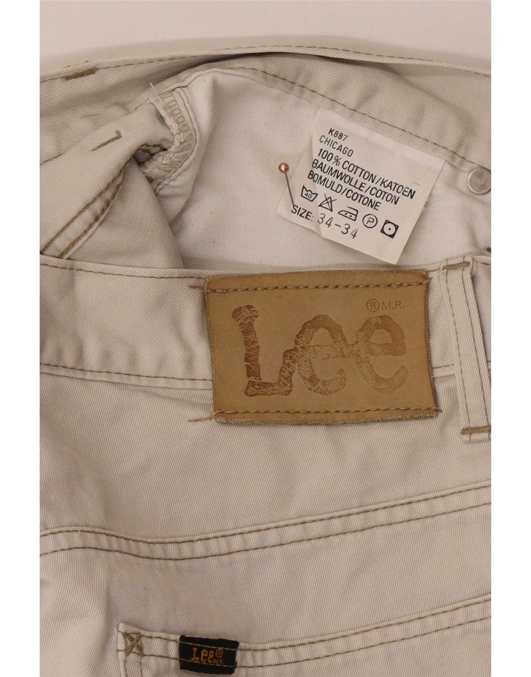 Lee Herren Chicago Straight Jeans W34 L30 Weiße Baumwolle