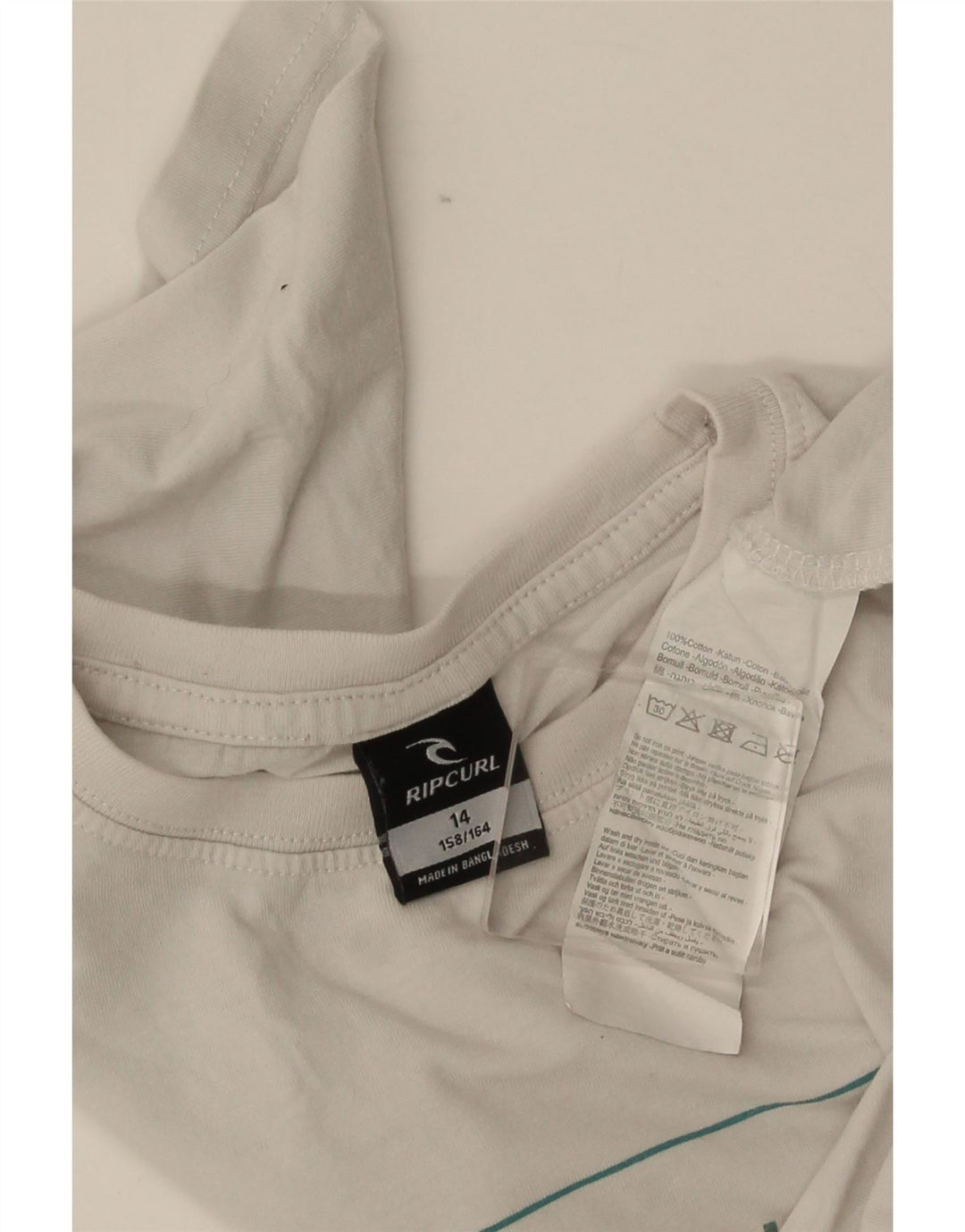 Rip Curl Jungen-T-Shirt mit Grafik, 13–14 Jahre, weiße Baumwolle