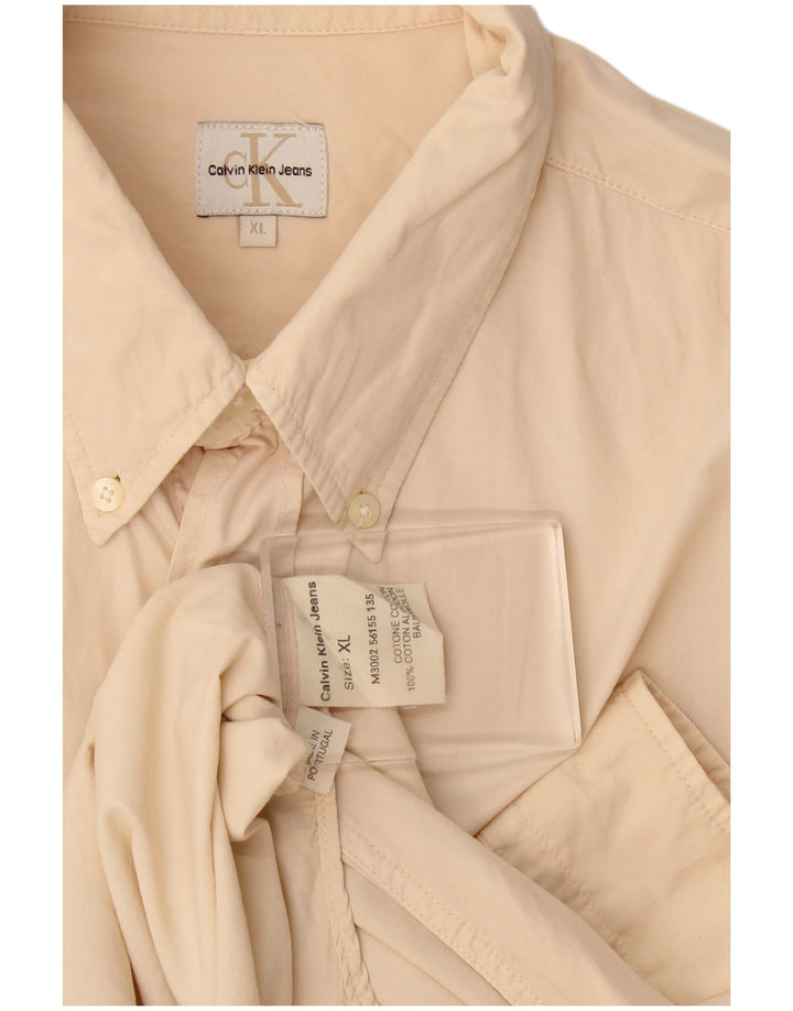 Calvin Klein Jeans Herrenhemd XL Beige Baumwolle