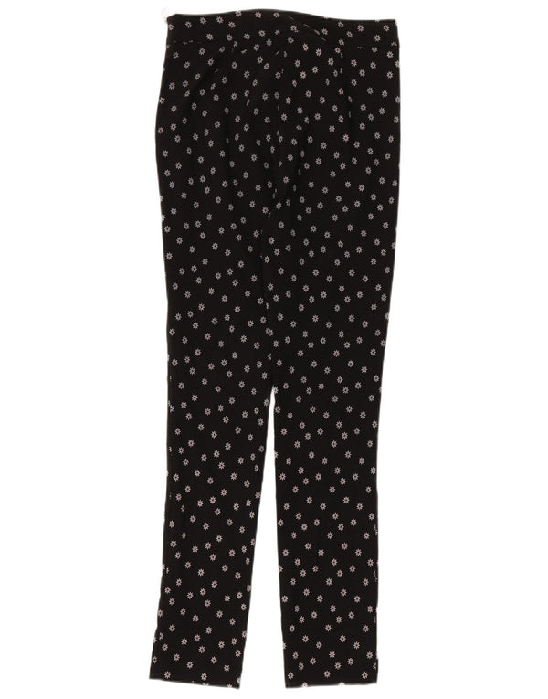 Zara Damen Slim Freizeithose XS W24 L28 Schwarz gepunktete Viskose