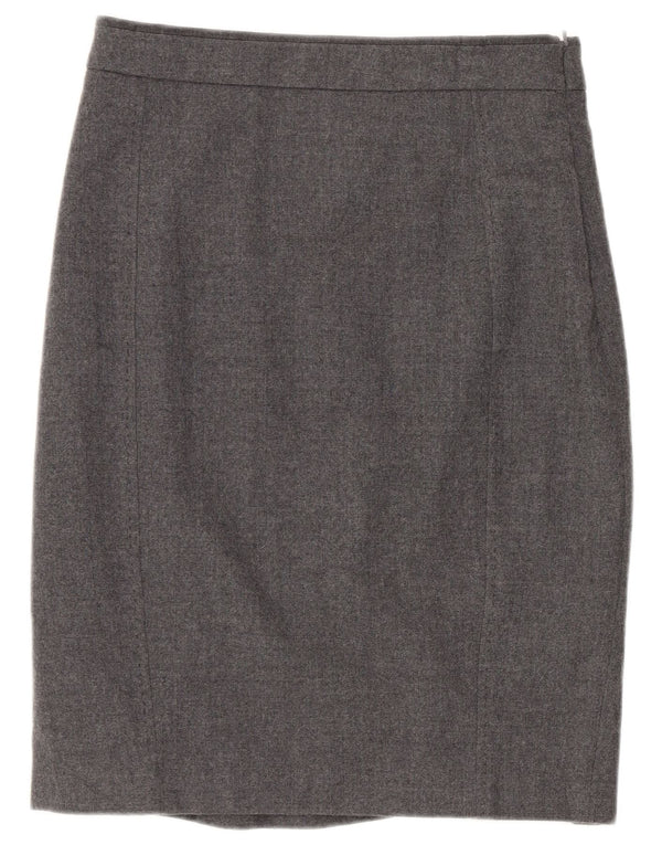 Ted Baker Damen Bleistiftrock Größe 1 XS W26 Graue Schurwolle