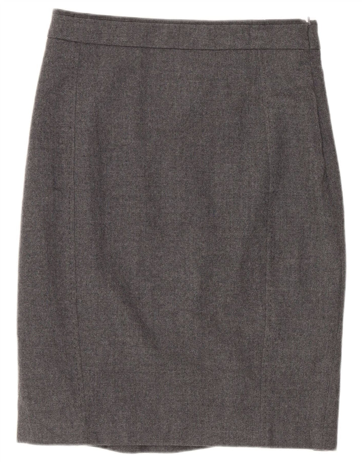 Ted Baker Damen Bleistiftrock Größe 1 XS W26 Graue Schurwolle