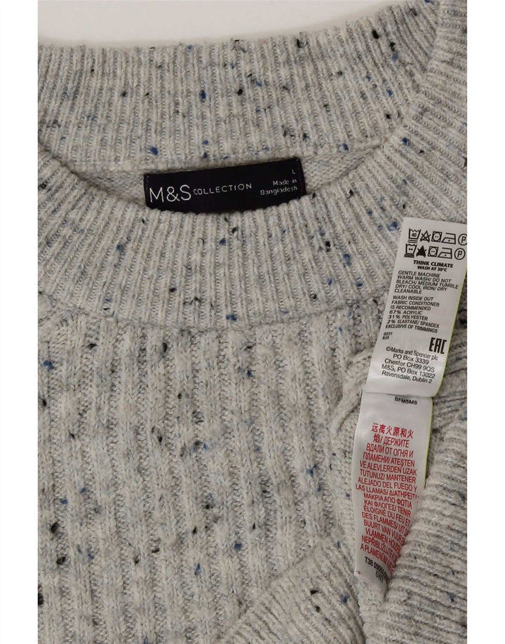 Marks & Spencer Damen-Pullover mit Rundhalsausschnitt, Gr. 40, Größe L, Grau meliert