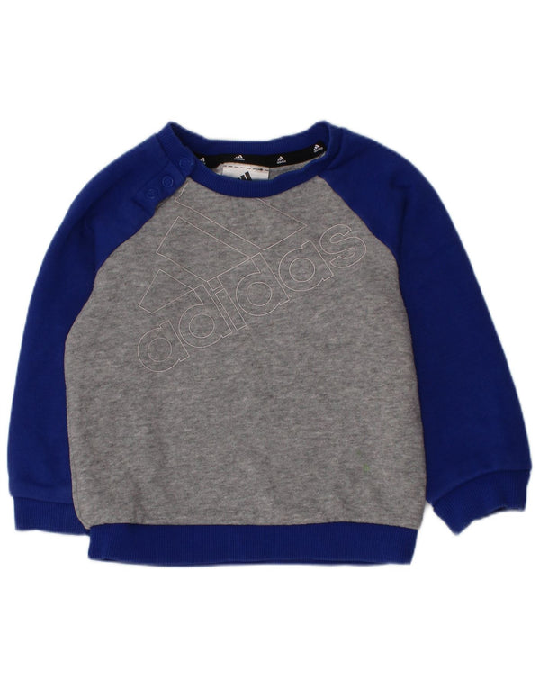 Adidas Baby-Jungen-Sweatshirt mit Grafik, 9–12 Monate, Grau, Farbblock