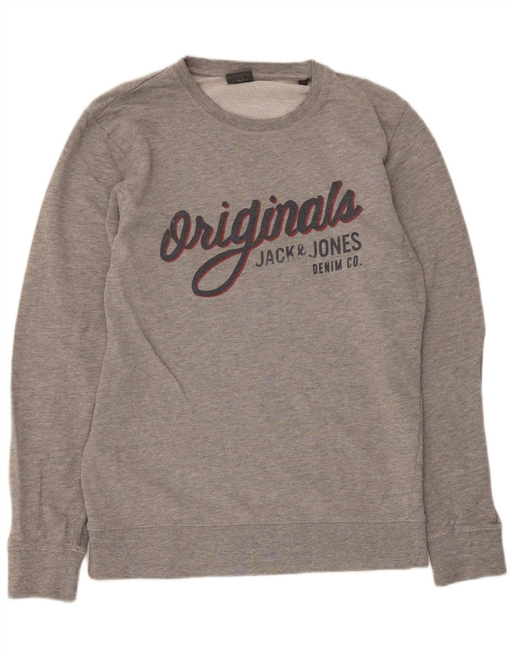 Jack & Jones Herren-Sweatshirt mit Grafik, Größe S, Grau, Baumwolle