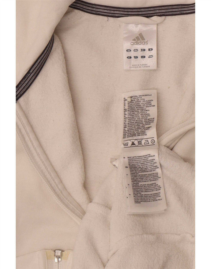 Adidas Damen Trainingsanzug Top Jacke UK 12 Mittelweiße Baumwolle