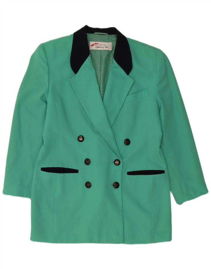 HAUBER Damen Zweireihige Blazerjacke UK 16 Large Türkis