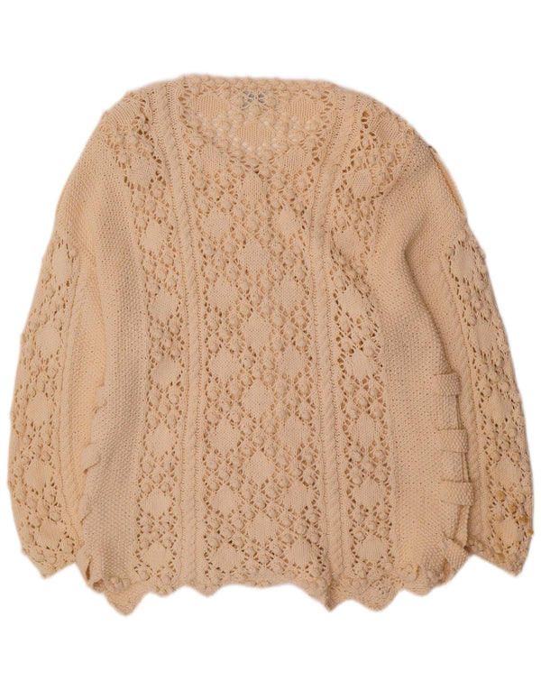 Golden Spiderweb Damen-Cardigan-Pullover UK 18 XL aus weißer Baumwolle