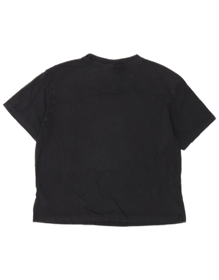 NIKE Damen Crop Oversize T-Shirt Top UK 10 Small Schwarz Baumwolle