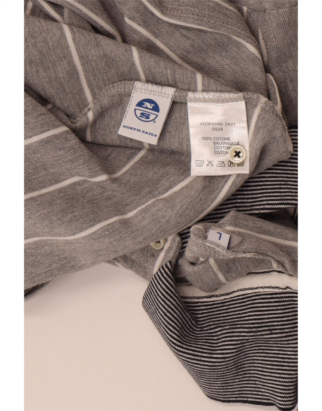 North Sails Herren-Poloshirt, große grau gestreifte Baumwolle