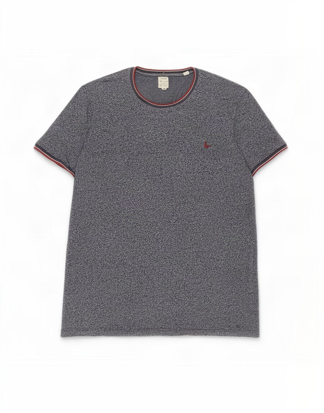Jack Wills Herren-T-Shirt-Oberteil aus mittelblauer, melierter Baumwolle