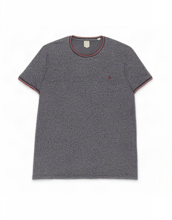Jack Wills Herren-T-Shirt-Oberteil aus mittelblauer, melierter Baumwolle