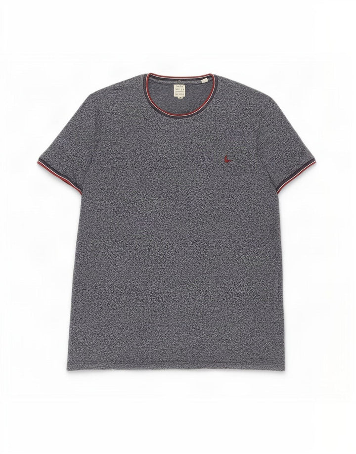Jack Wills Herren-T-Shirt-Oberteil aus mittelblauer, melierter Baumwolle