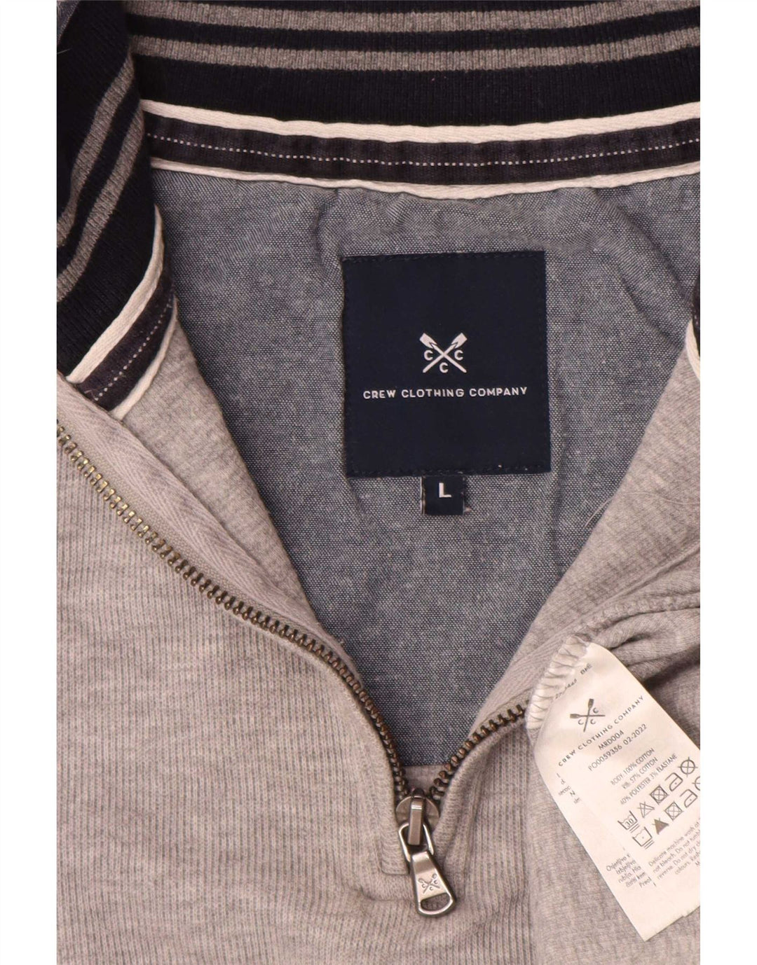Crew Clothing Herren-Sweatshirt mit Reißverschluss am Hals, Größe L, Grau meliert