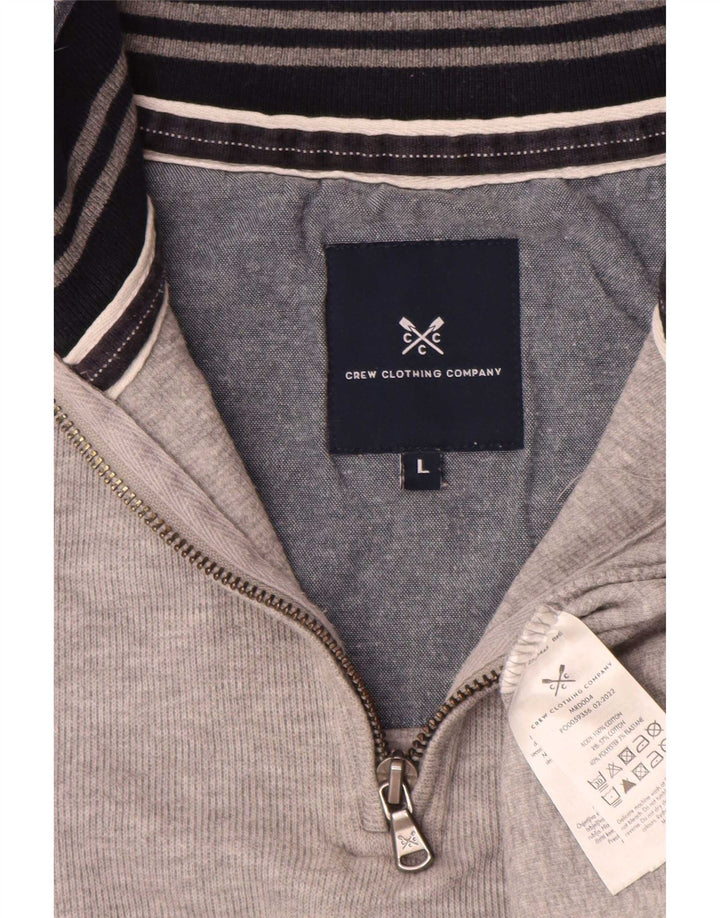 Crew Clothing Herren-Sweatshirt mit Reißverschluss am Hals, Größe L, Grau meliert