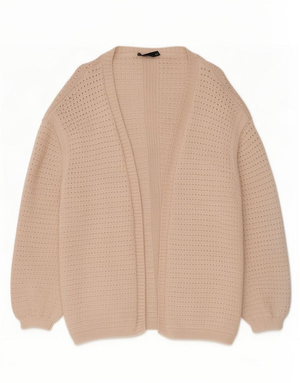 Marks & Spencer Damen Longline Open Cardigan Pullover UK 18 XL Beige Baumwolle