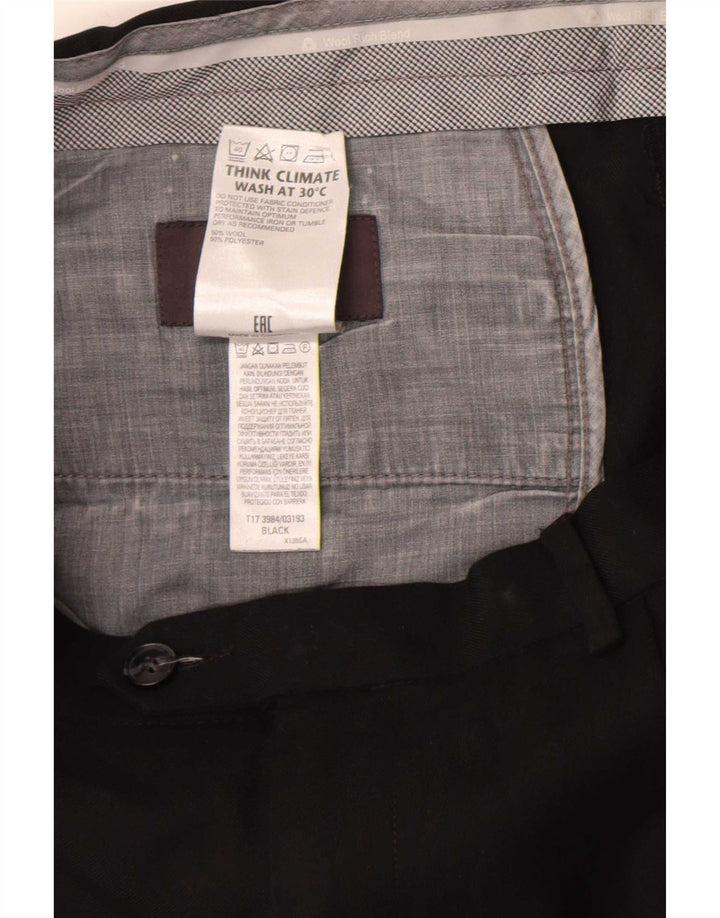 Marks & Spencer Herren-Anzughose in normaler Passform, W36, L33, schwarze Wolle