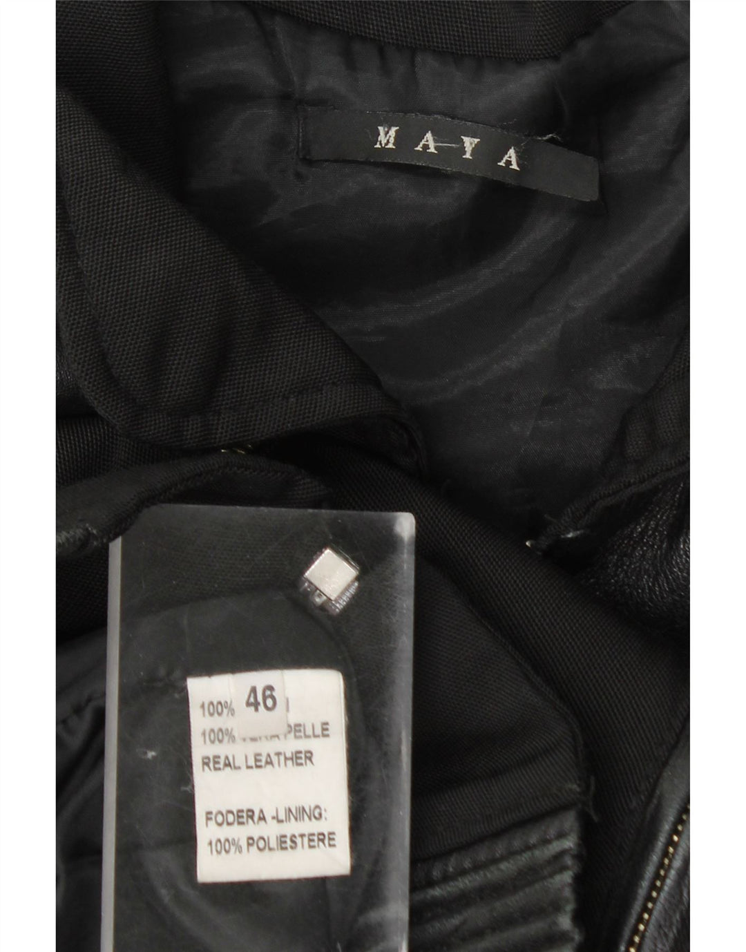 Vintage Damen Bomberjacke IT 46 Großes schwarzes Leder