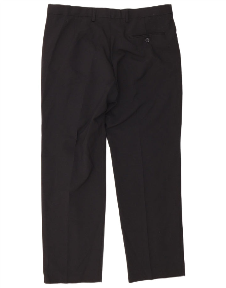 Marks & Spencer Mens Pegged Regular Suit Hose W36 L29 Schwarz Polyester