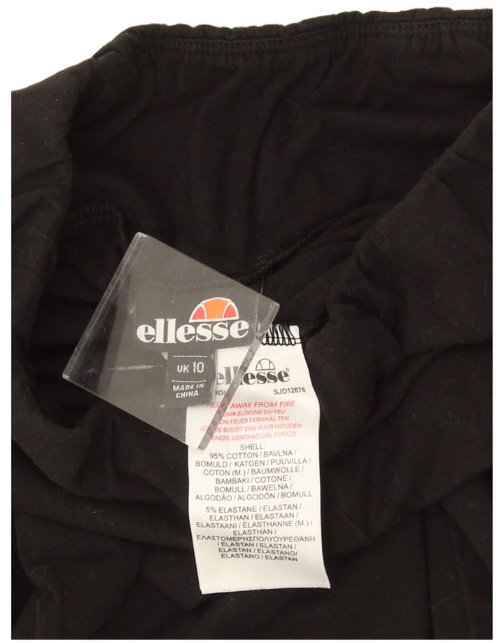 Ellesse Womens Graphic Leggings UK 10 Small Schwarz Baumwolle