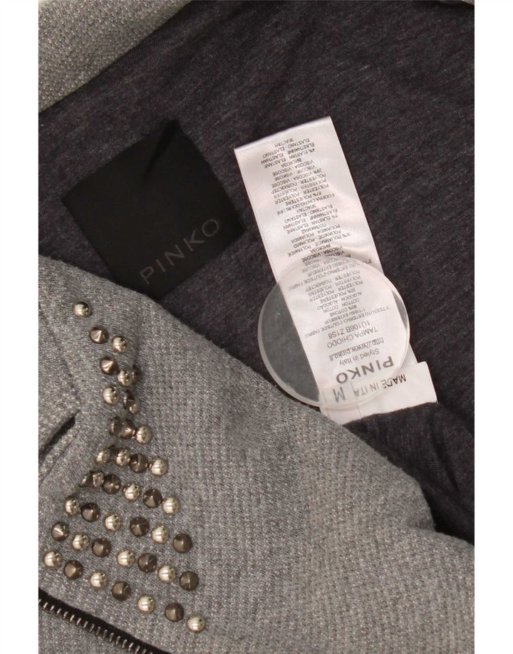 Pinko Damen Crop Bomberjacke UK 12 Mittelgraue Baumwolle