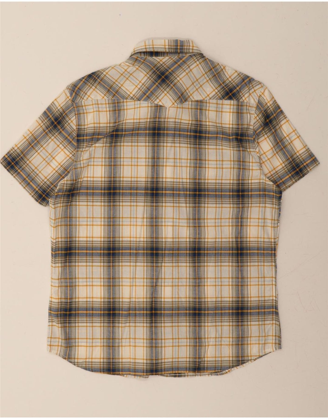 LEE Mens Slim Fit Short Sleeve Shirt Large Beige Check Cotton Vintage Lee and Second-Hand Lee from Messina Hembry 