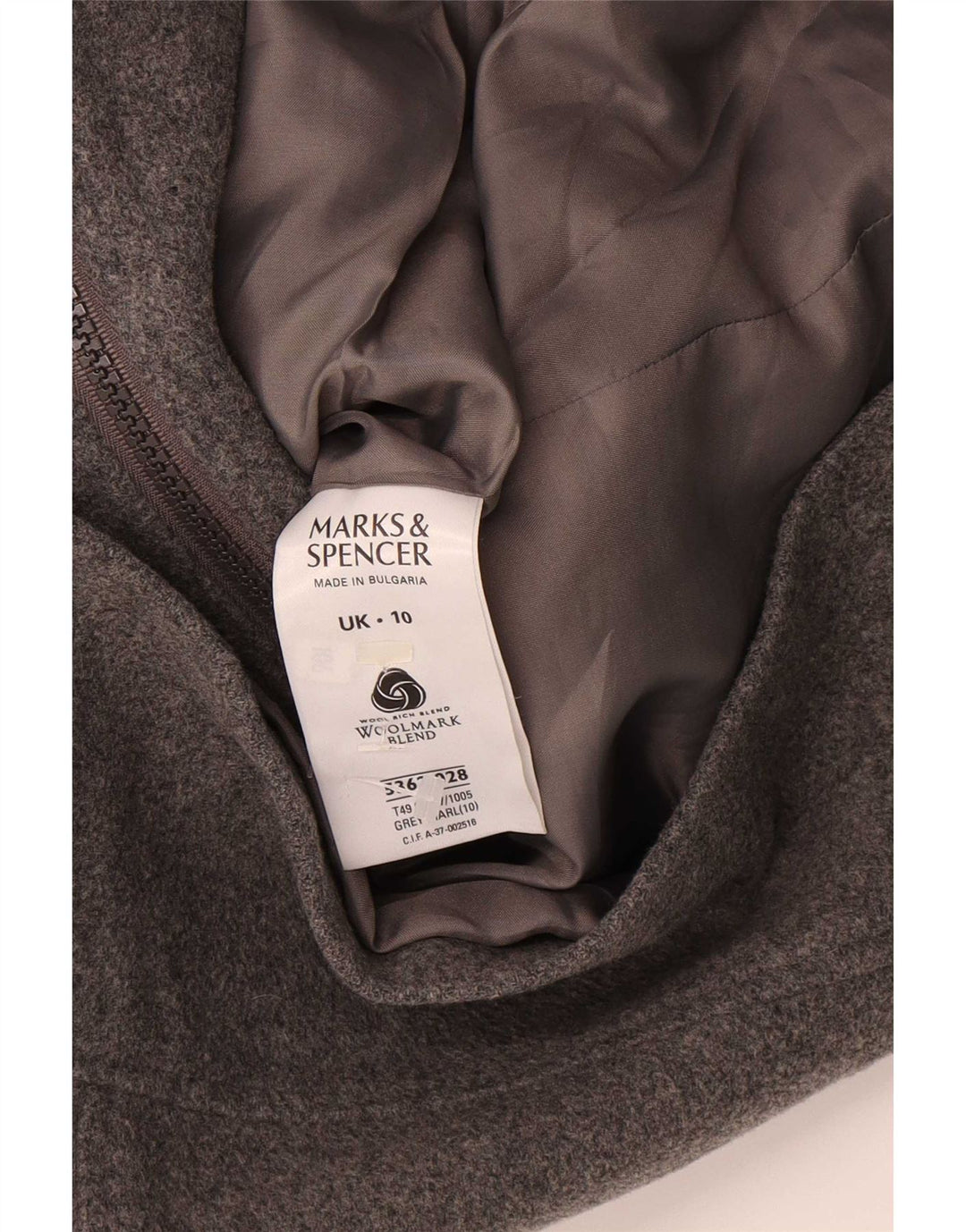Marks & Spencer Damen Übergroße Bomberjacke UK 10 Small Graue Wolle